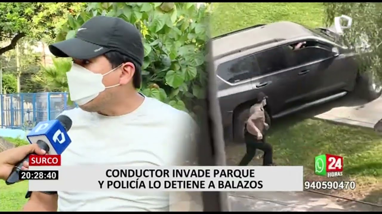 Surco: Policías disparan a llantas de vehículo para intervenir a conductor que invadió parque