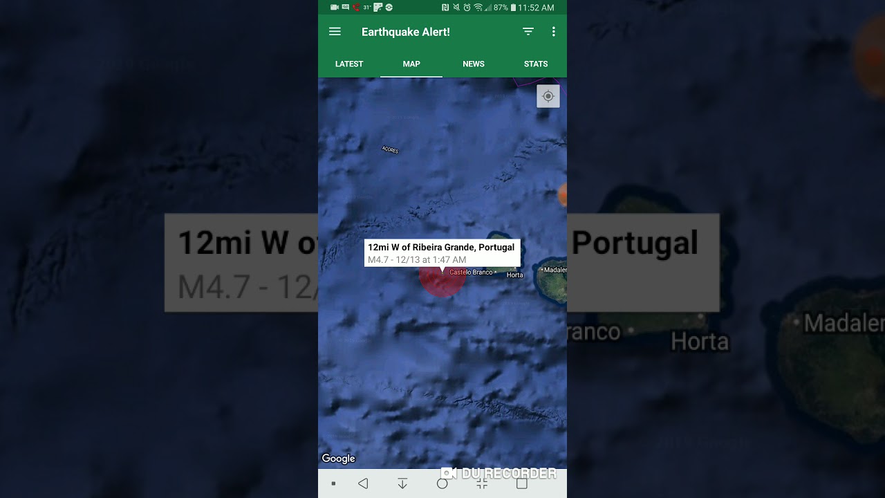 4.7 Earthquake Ribeira Grande, Azores, Portugal 13-12-19