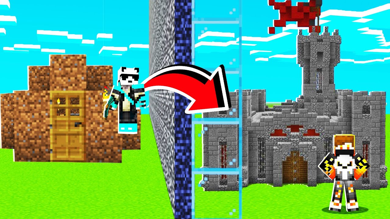 Noob Vs Pro -😨 Biggest Castle build challenge In Minecraft