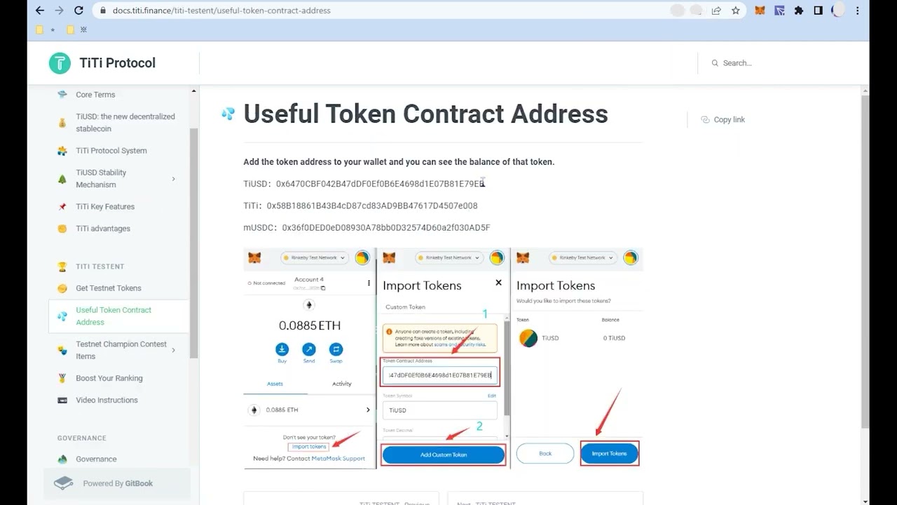 TiTi Testnet:How to add token address?