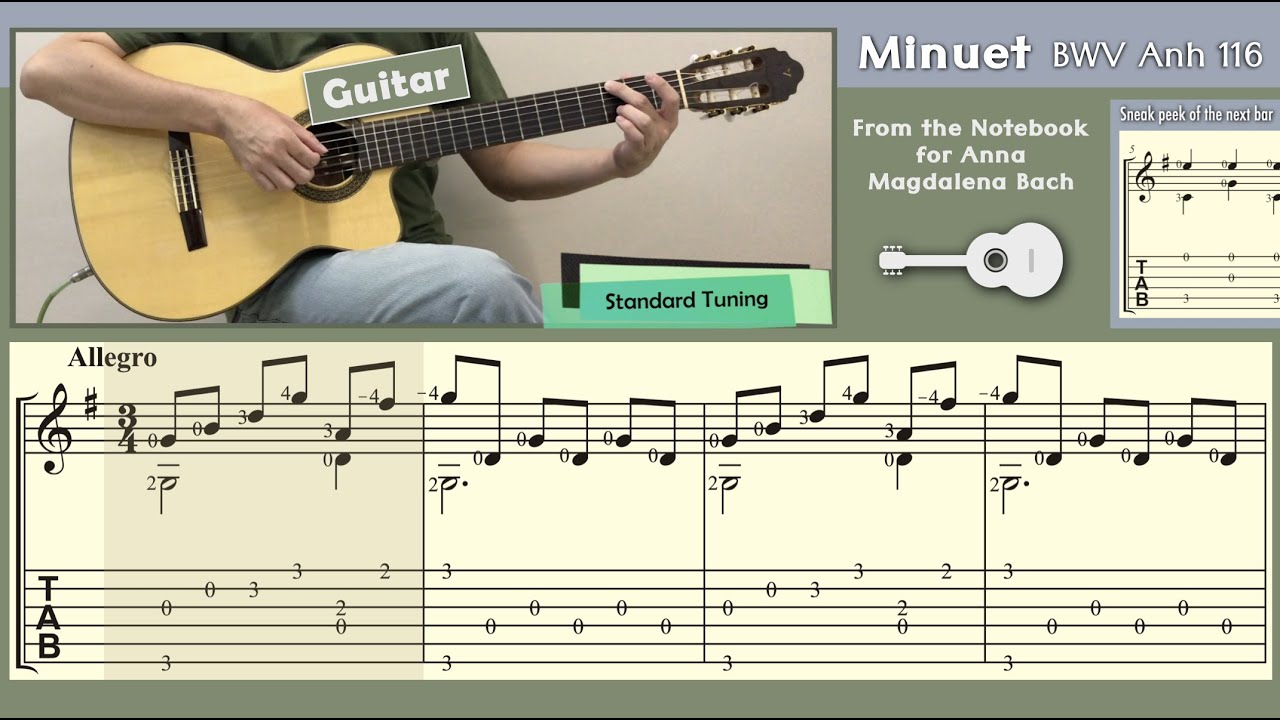 Minuet BWV Anh 116 (Guitar) [Notation + TAB]