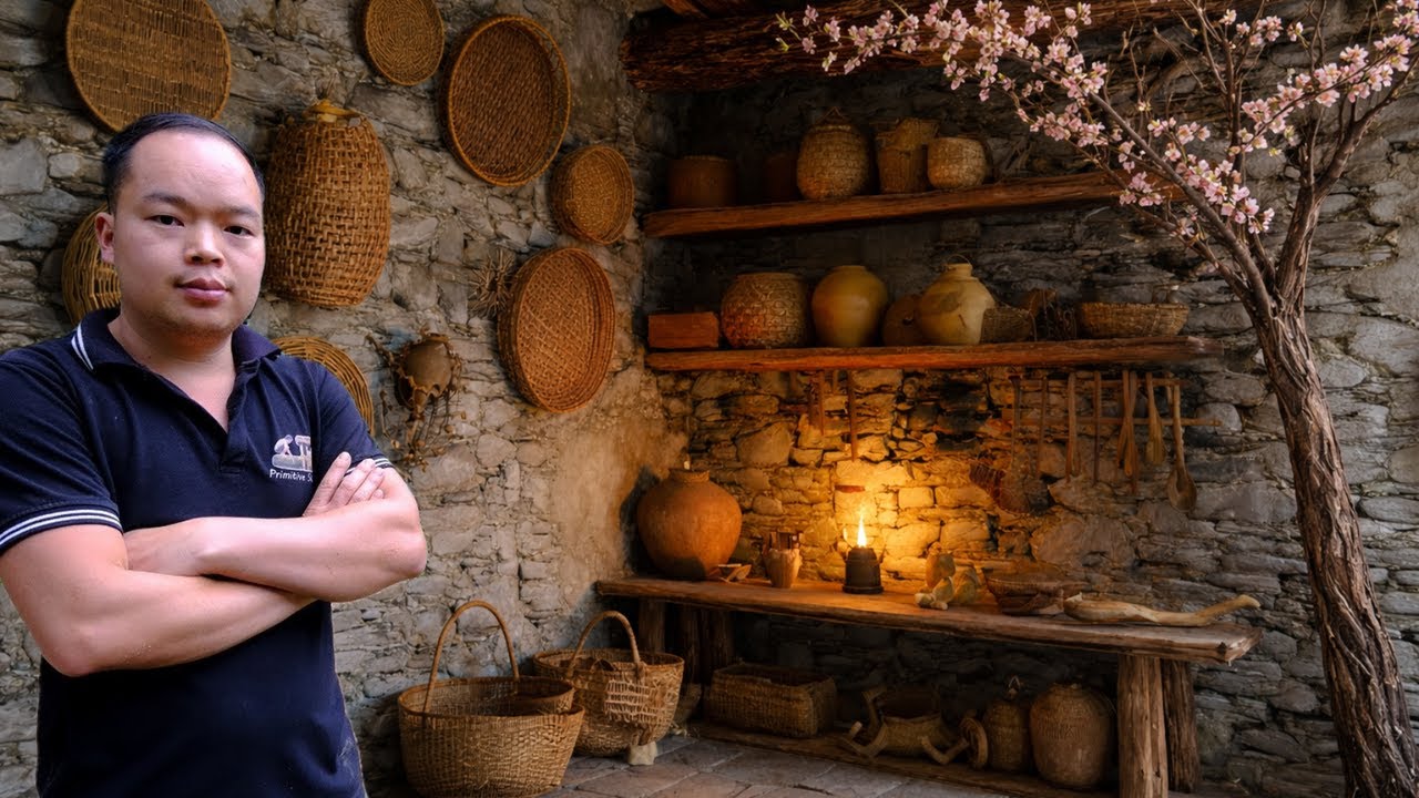 Off Grid Tiny Stone Cabin Interior Finished in the Mountains | Simple Living