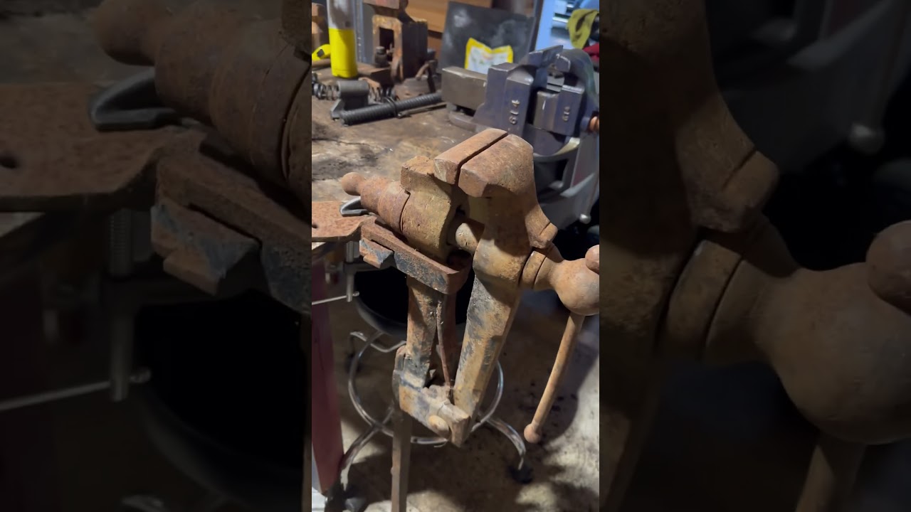 Picked up a blacksmith vise #antique #tool #antiquetools #diy #legvise #postvise