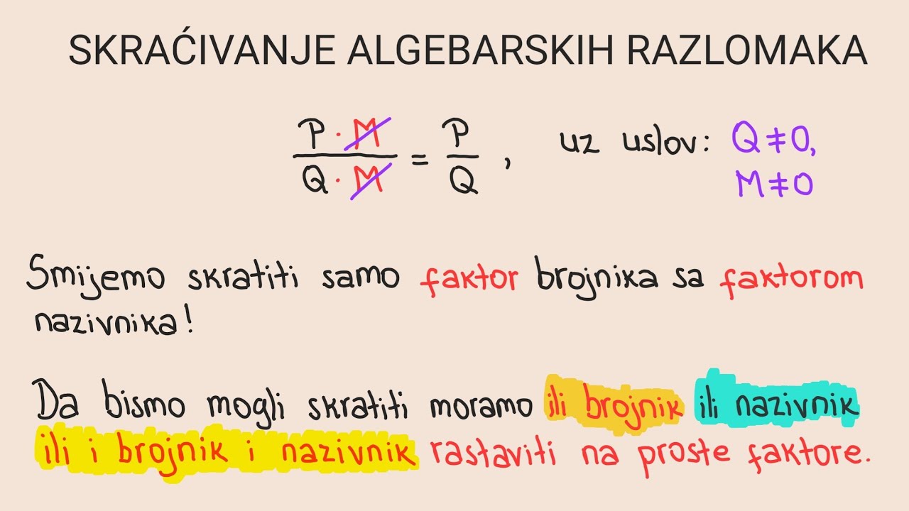Skraćivanje algebarskih razlomaka - I dio