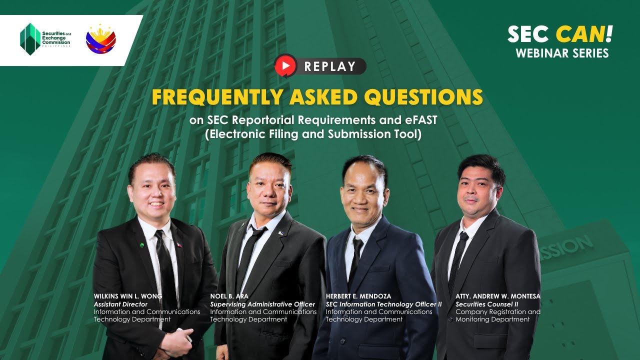 2025 Webinar on SEC Reportorial Requirements and eFAST Submission | SEC Philippines