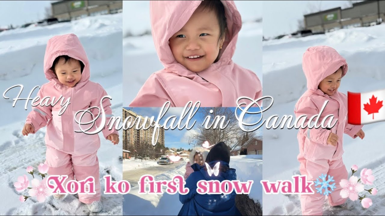 Heavy Snowfall in Canada 🇨🇦 terrible day😴😥Xori ko first snow walk ❤️