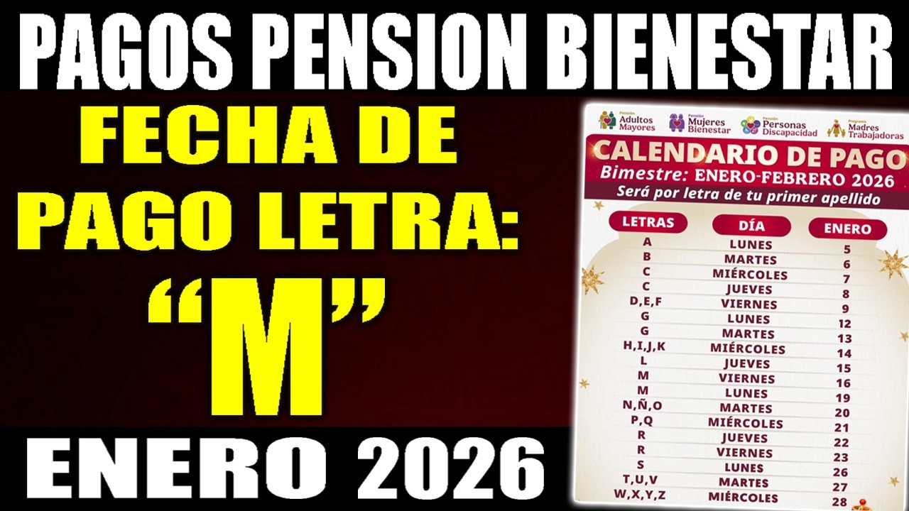 📢💵 PAGO PENSION bienestar 2026 ENERO letra M | &iquest;Cuando pagan la pension bienestar?