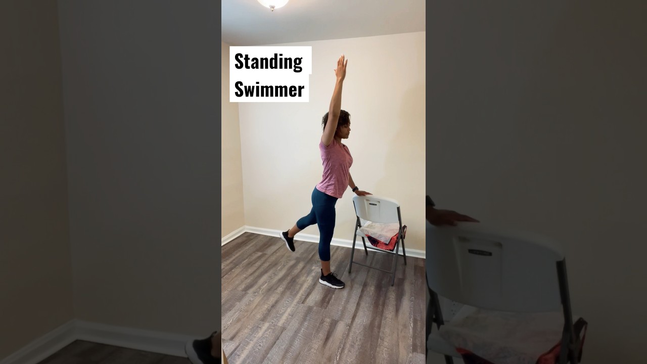 How to: Standing Swimmers #howto #exercise #backworkout  #pilates #chairexercises