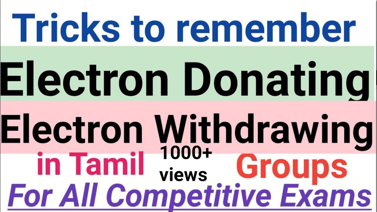 Tricks to find Electron Donating &Withdrawing Groups-in tamil