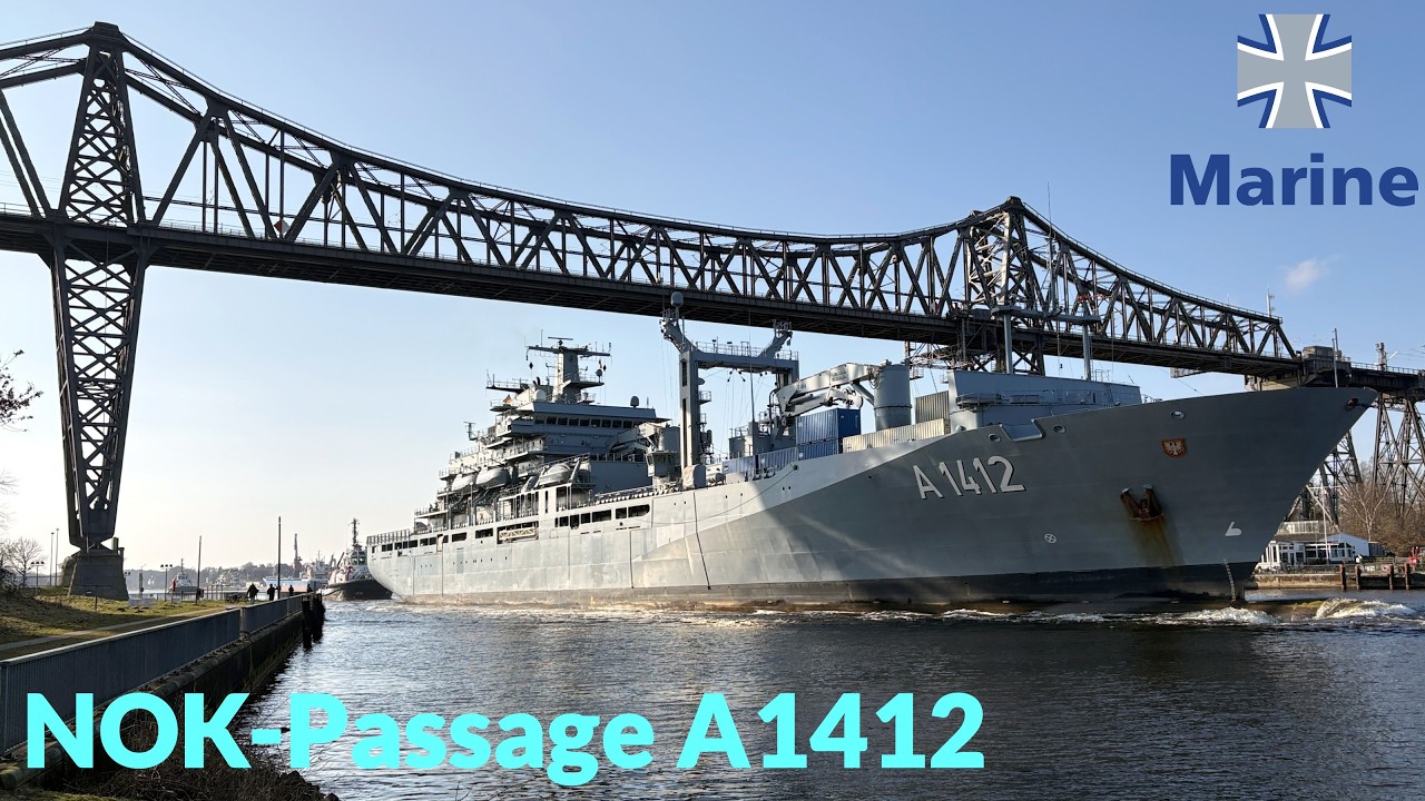 Marine verlegt 174m Kriegsschiff via NOK - Imposante Passage des Nord-Ostsee-Kanals am 3.3.26