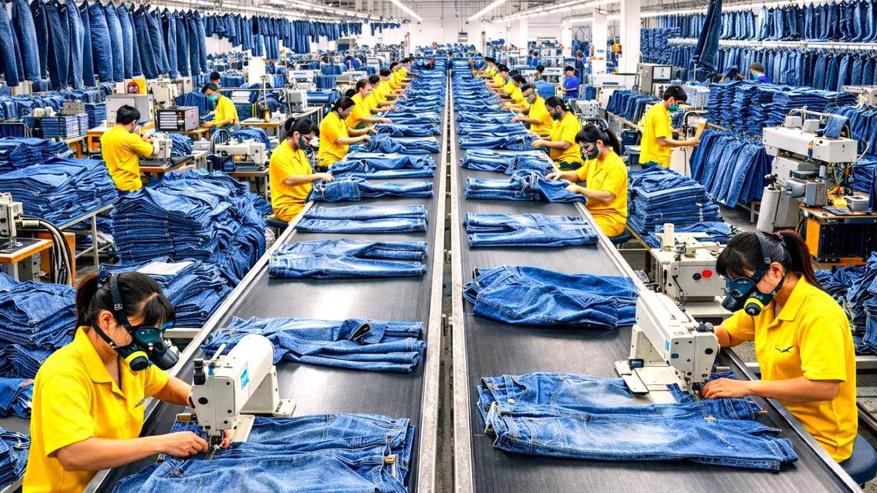 JAK se VYRÁBĚJÍ DŽÍNY 👖 | HROMADNÁ VÝROBA v MEGATOVÁRNÁCH