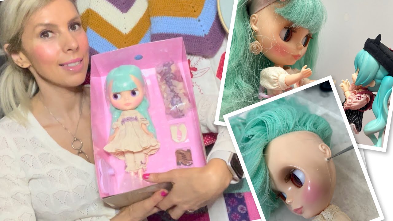 Flower Girl of Happiness unboxing, Blythe ear piercing, hair treatment.