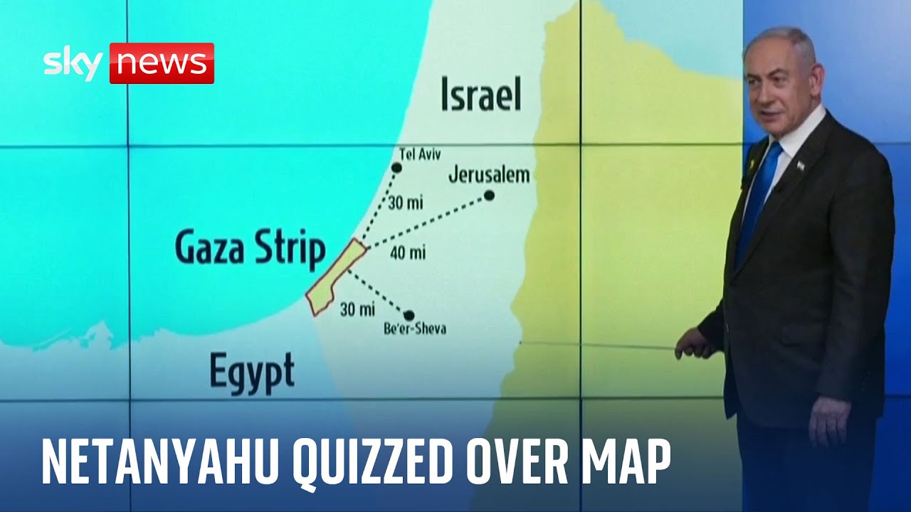 Netanyahu asked why West Bank is missing from map by Sky News | Israel-Hamas war