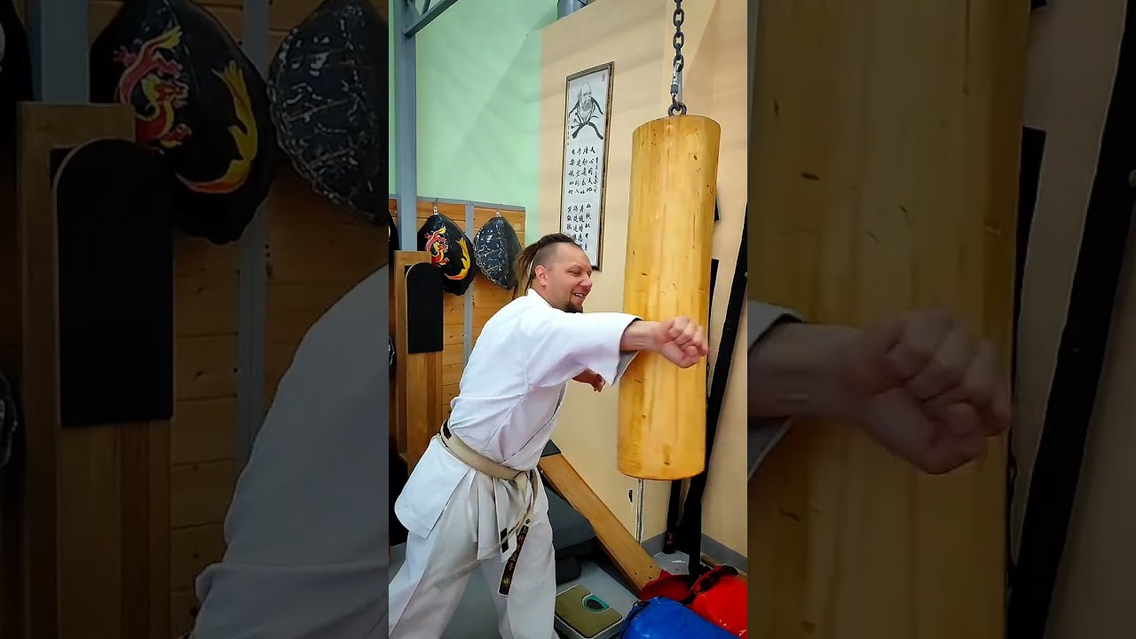 Kote forearm training on a makiwara log / Uechi ryu Karate Hozonkai