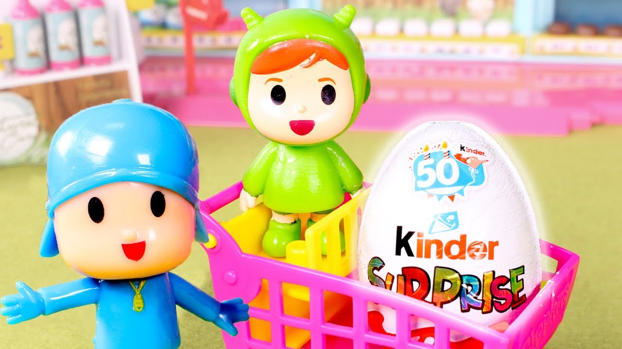 Pocoyo va al supermercado 👶🎊 Pocoyo y Nina hacen la compra de Huevos Kinder Sorpresa