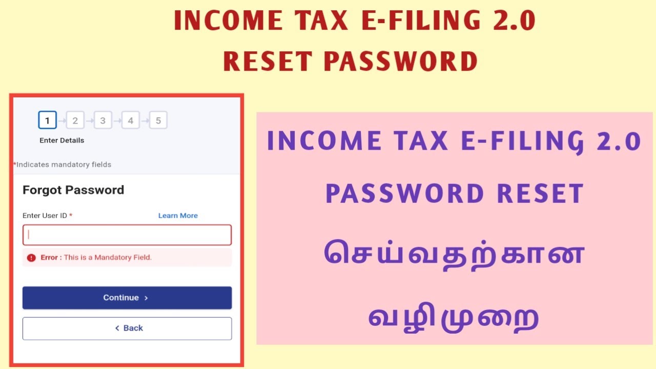 Income Tax E-filing | How to Reset Password | Forget Password  @RamEduTechTamil