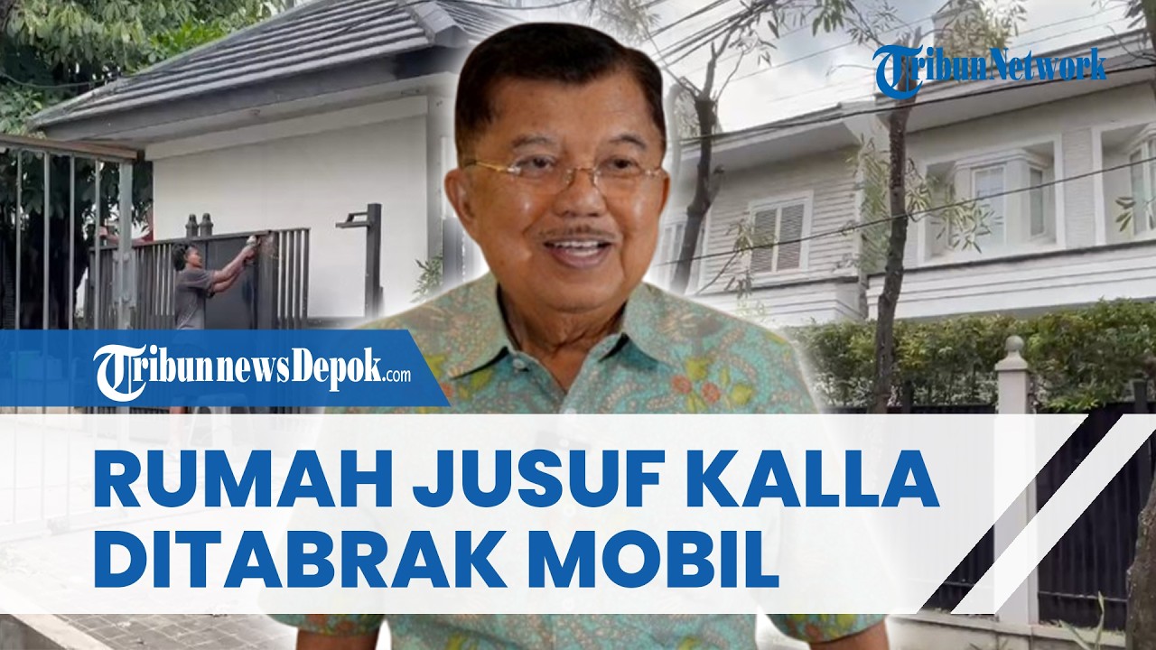 KONDISI Rumah Jusuf Kalla seusai Diseruduk Mobil saat Dini Hari, Pagar dan Kaca Rusak Parah
