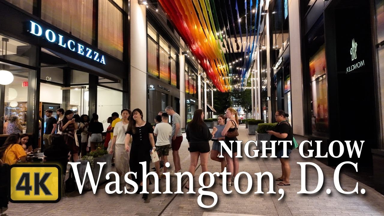 🇺🇸 Breathtaking Night Walk in WASHINGTON DC! 🏙️ Palmer Alley & CityCenterDC ✨ 4K