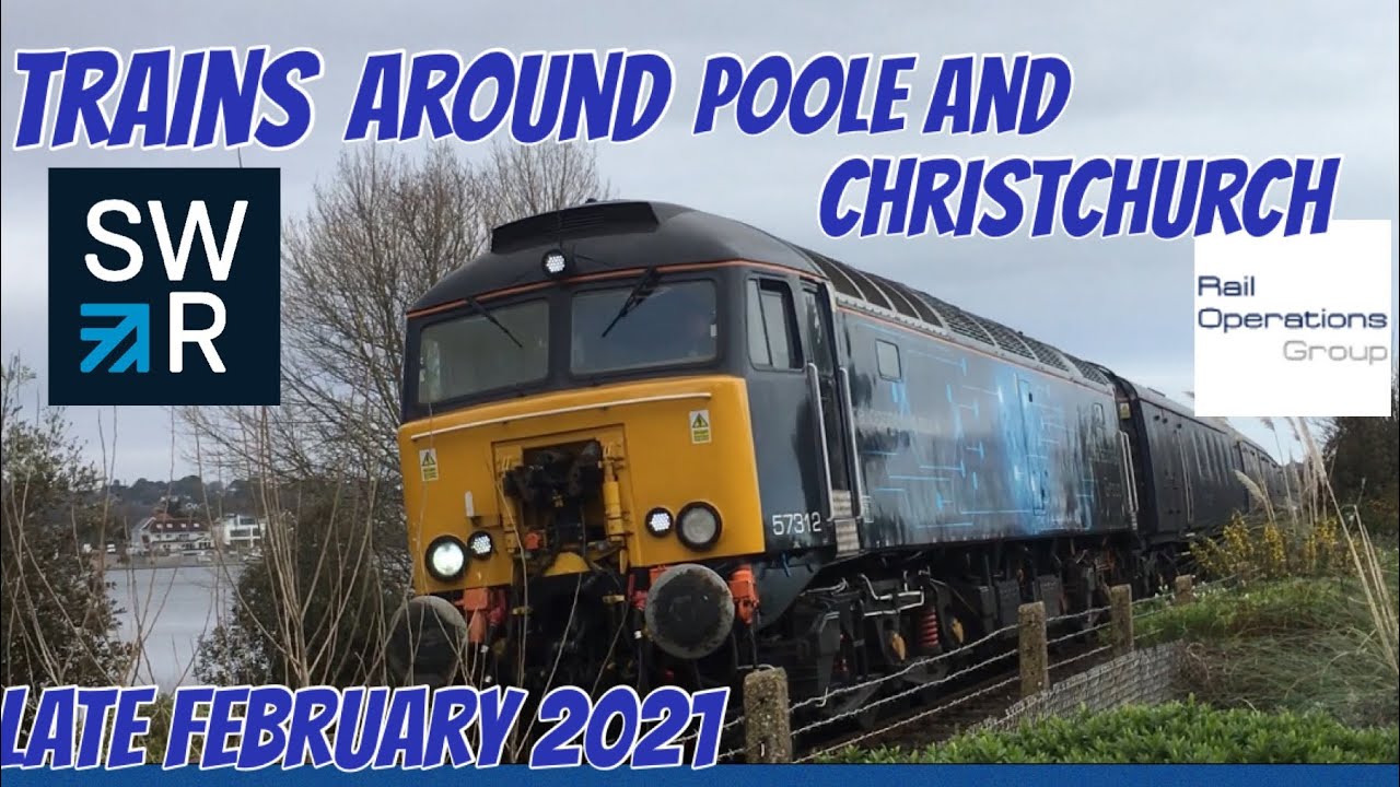Trains around Poole and Christchurch ft ROG class 57312 & SWR 442403 / late February 2021