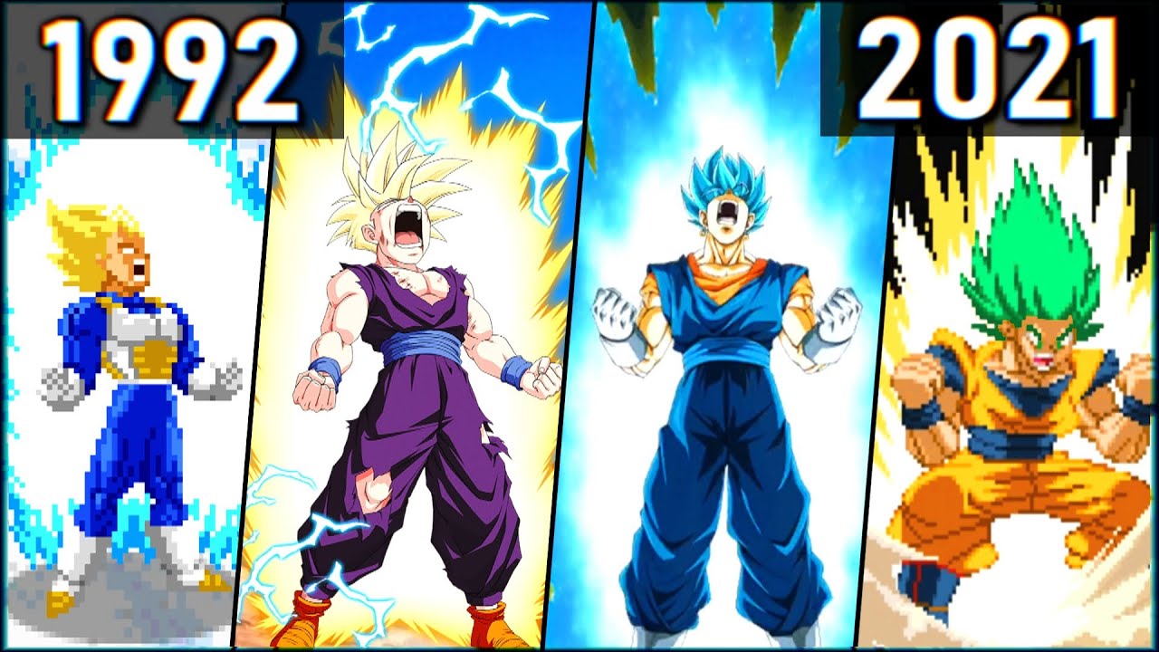 Evolution of SSJ Transformations (1992-2021) 超サイヤ人 変身シーン [SSJ-SSJ2-SSJ3-SSJ4-SSG-SSGSS-LSSJ]