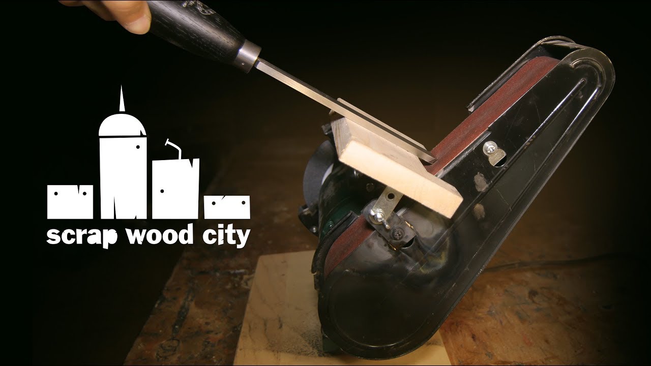 DIY tool rest for sharpening with the vertical belt sander