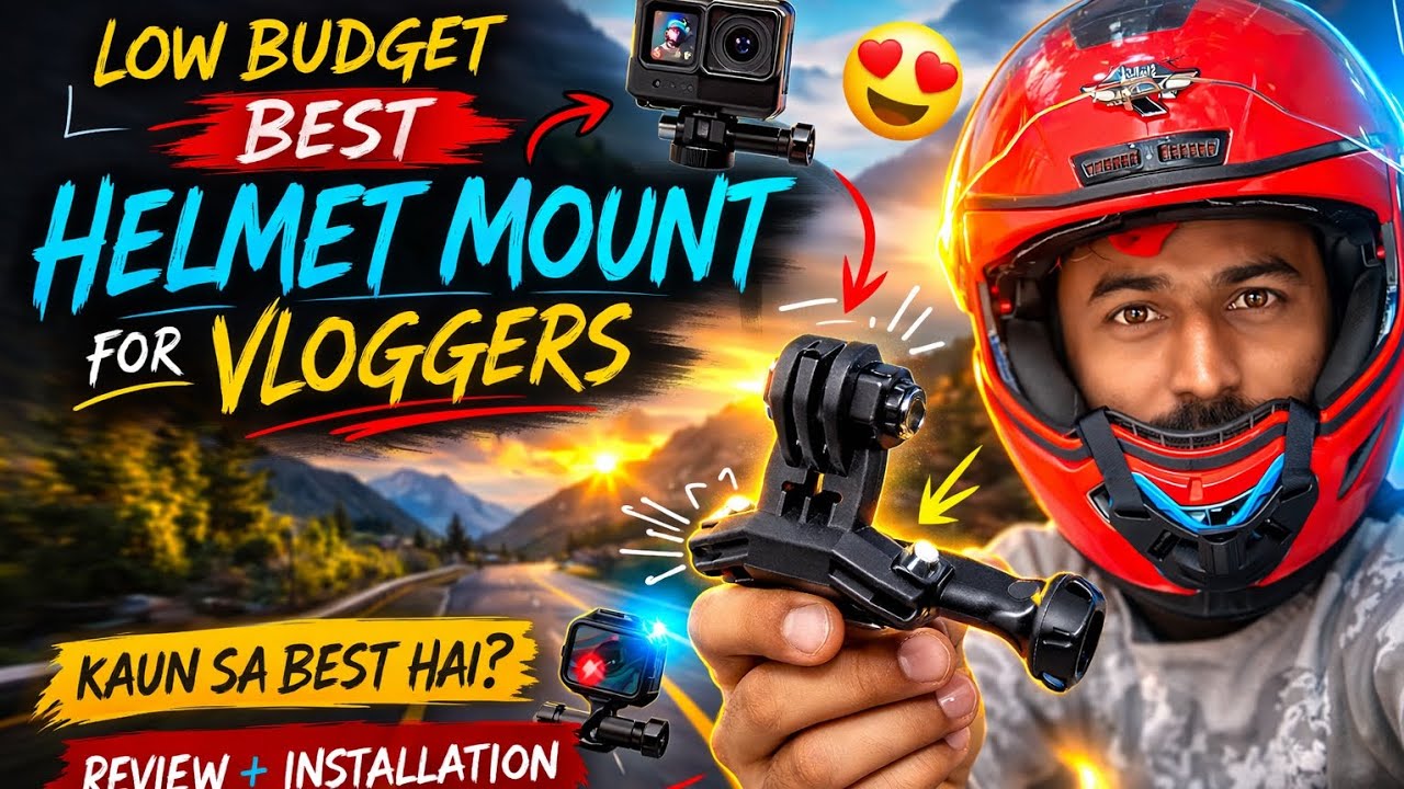 लो बजट में बेस्ट Helmet Mount 🔥 | Vlogger के लिए Perfect? | Review + Installation 🪖📷या