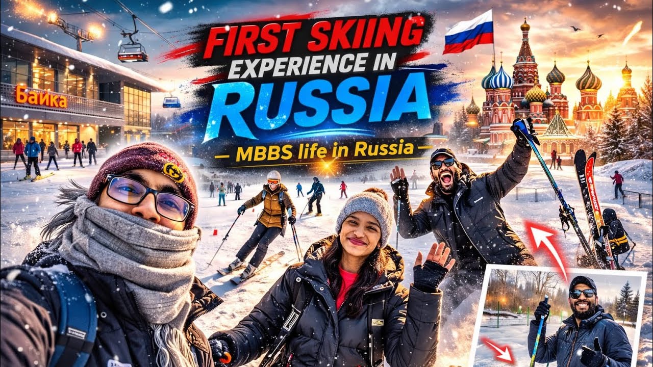 First time skiing experience in Russia🇷🇺MBBS students 🩺life in Russia #mbbs abroad#mbbsinrussia#neet