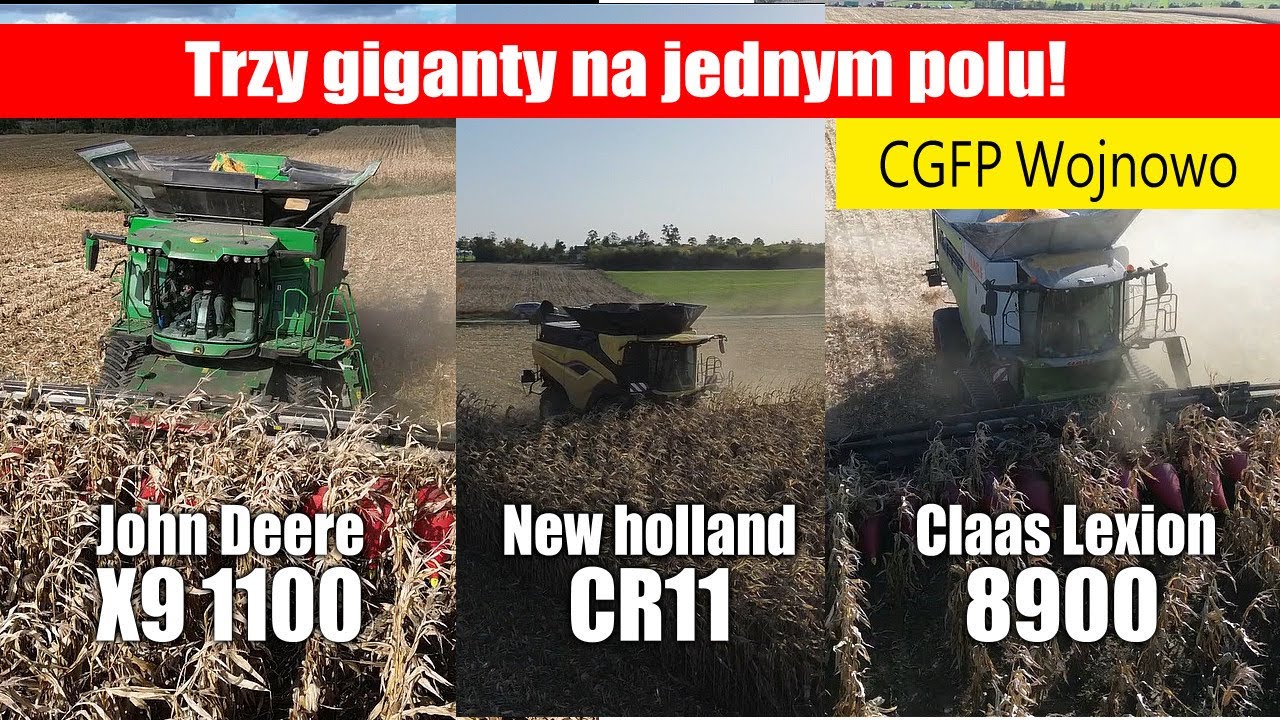 Trzy żniwne giganty w CGFP Wojnowo! John Deere X9, New Holland CR11, Claas Lexion 8900