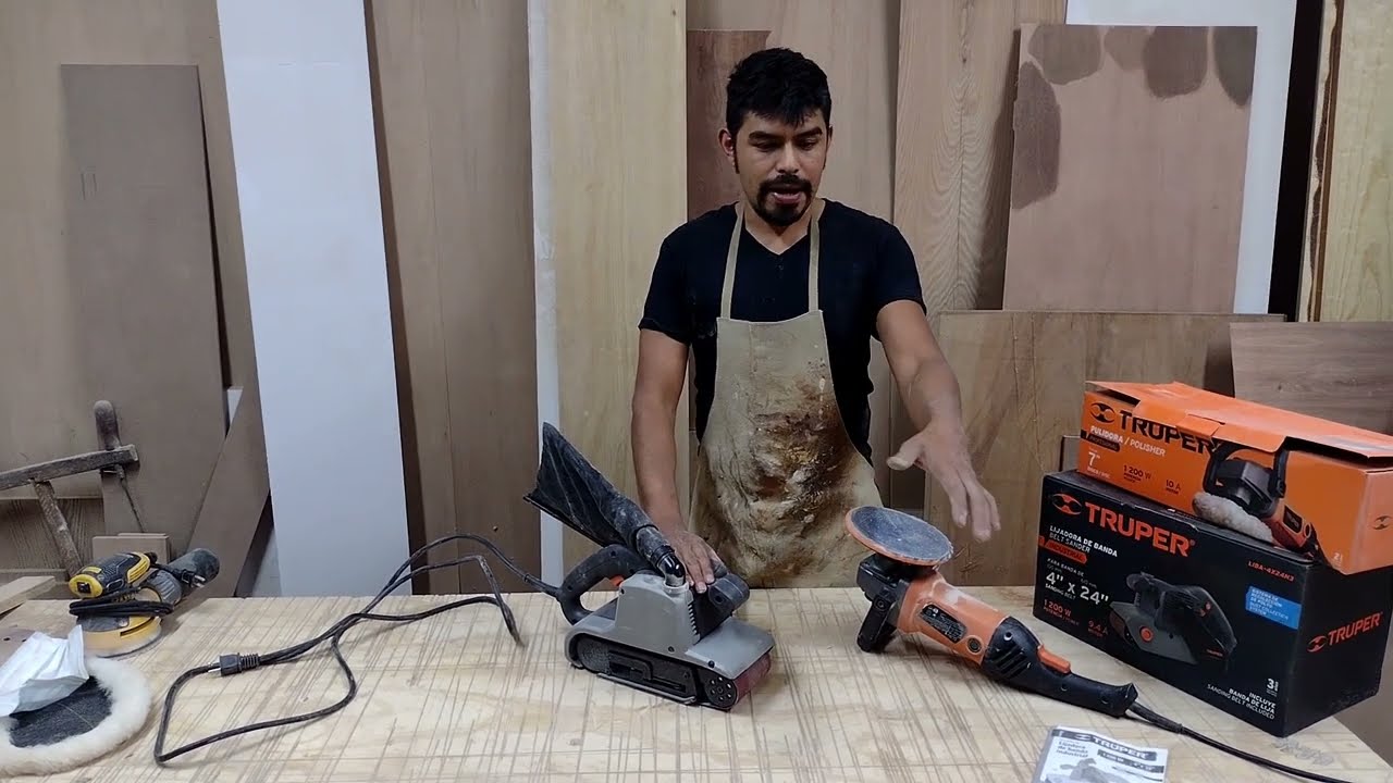 lijadora de banda y pulidora Truper para el taller de carpintería