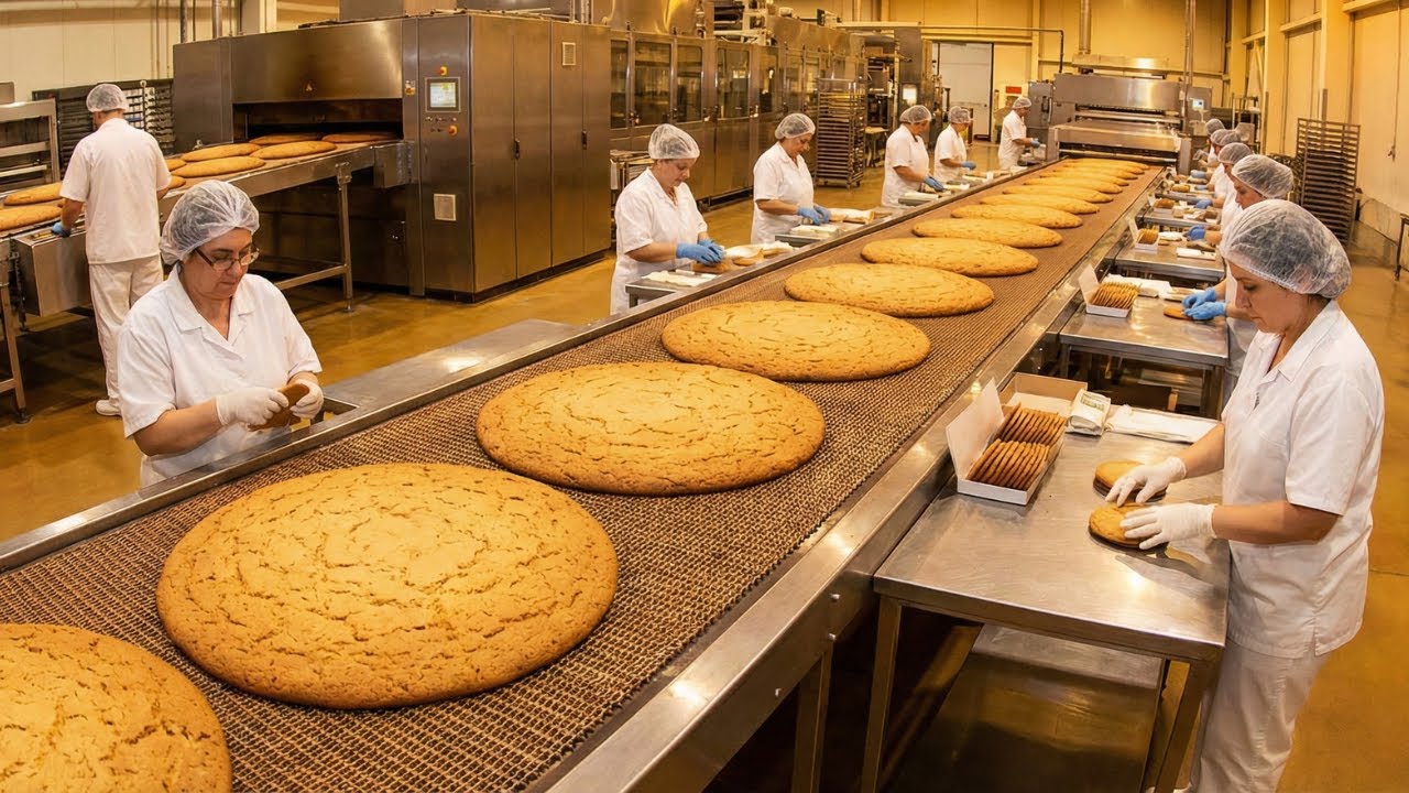Amazing Industrial Process: Inside the Massive Biscuit Factory Production Line