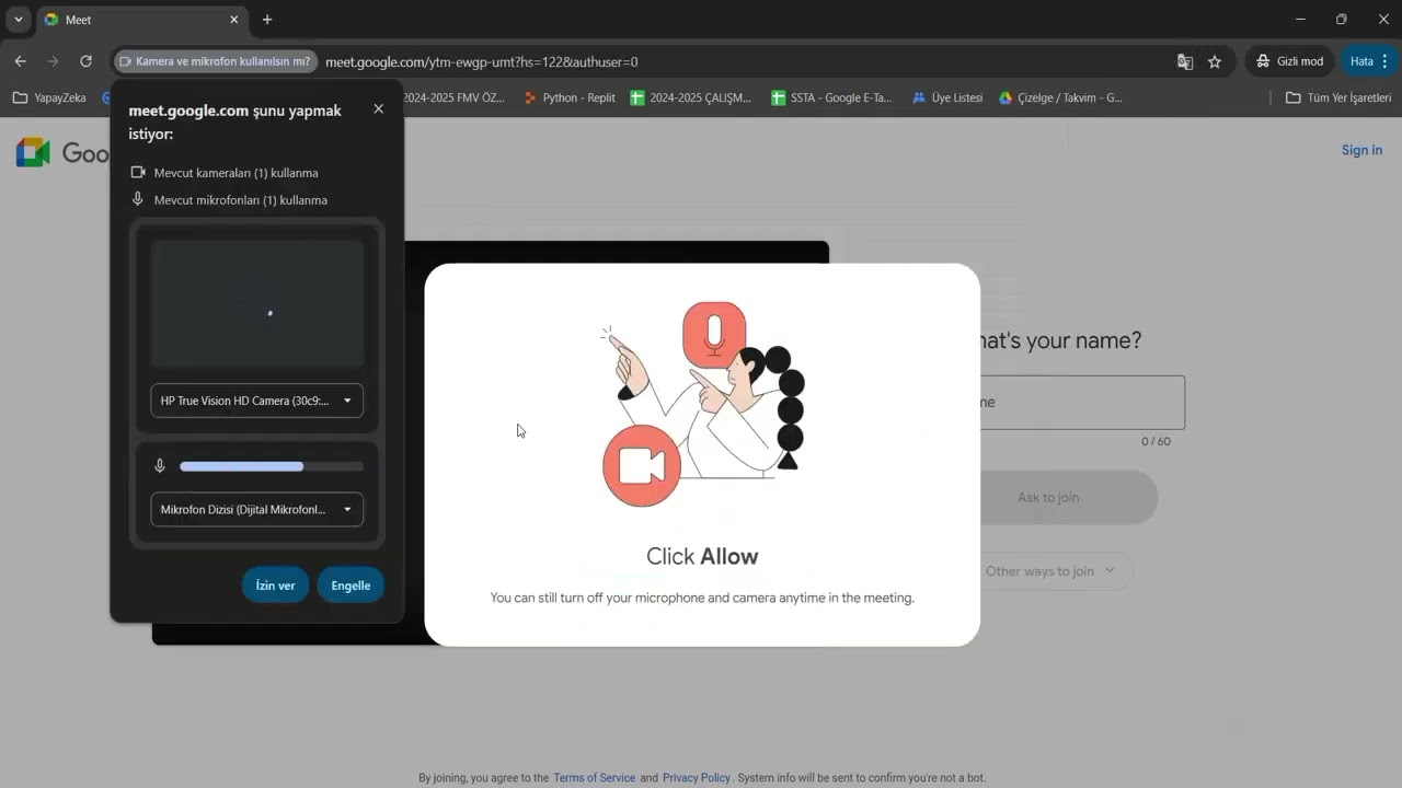Google Meet Toplantı Olusturma