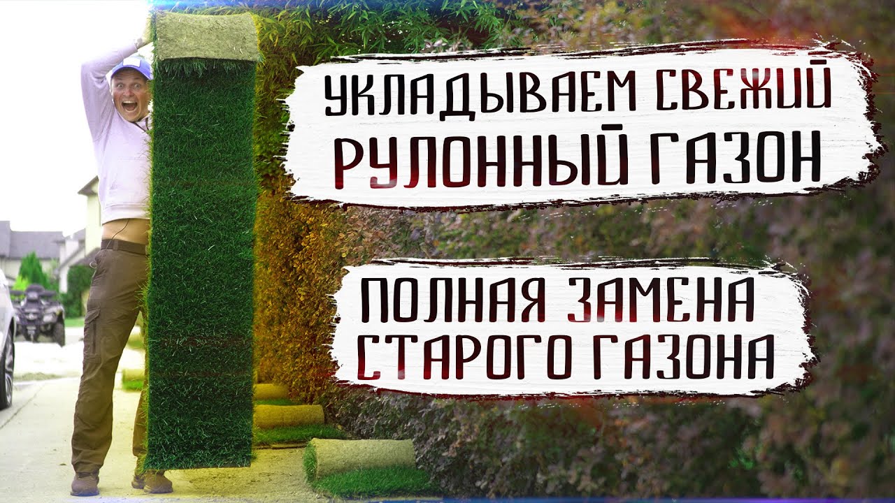 Очень интересный рельеф на участке / Замена старого рулонного газона на новый рулонный газон