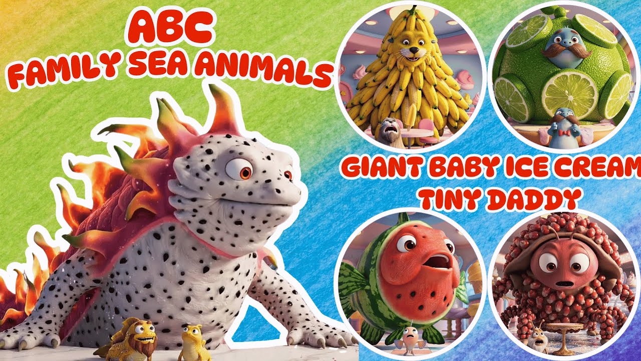 Baby turns into GIANT ICE CREAM PART 2! 🍦 ABC Sea Animals Song 🍧 Daddy & Baby Song