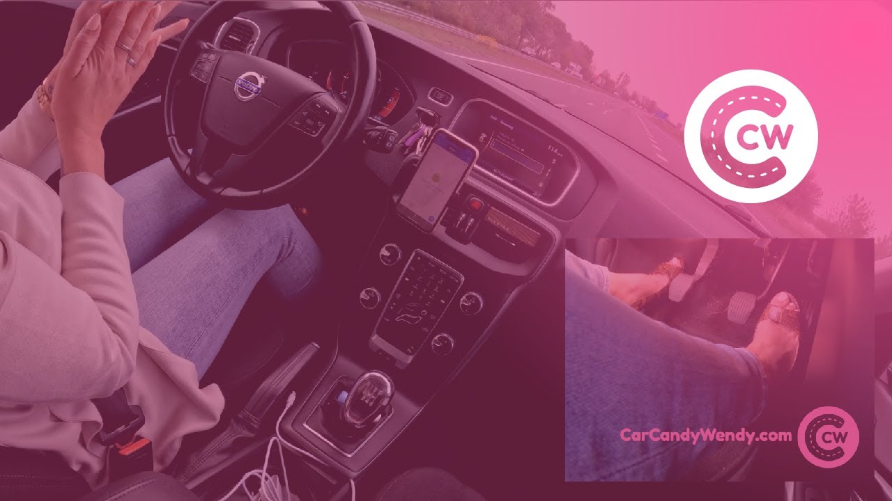 ✳️DRIVING HIGHWAY🛣 jeans, snake print peeptoe pumps, flooring, shifting, manual Volvo V40, Car ASMR