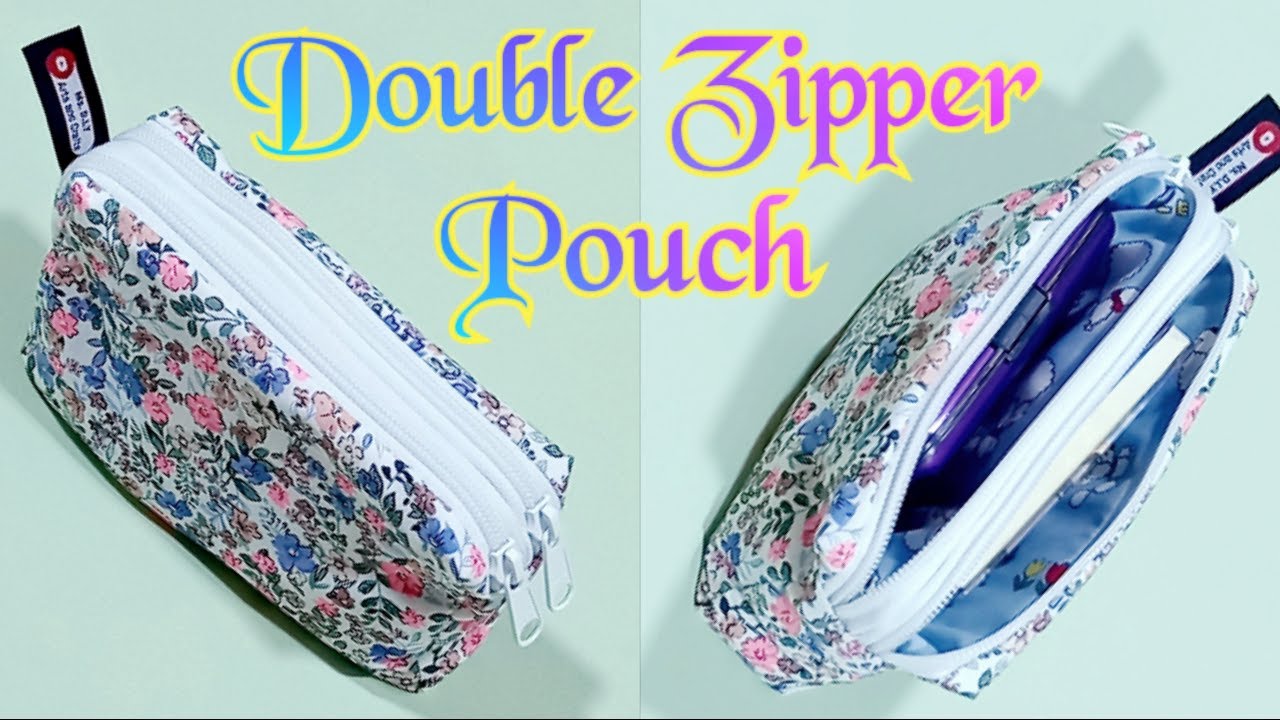 How to sew double zipper pouch? DIY pouch ideas/Sewing tutorial/Double zipper box pouch/Pouch ideas.