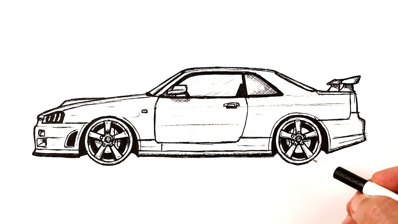 Как нарисовать Nissan Skyline GT-R R34