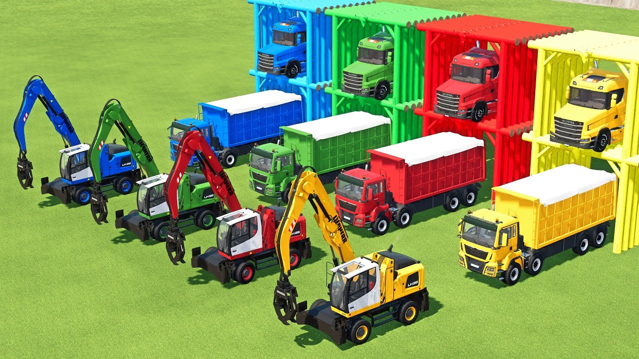 GARAGE OF COLORS - ALL MIXER TRUCK WITH DOUBLE FLATBED TRAILER TRUCK, MERCEDES, IVECO - FS22