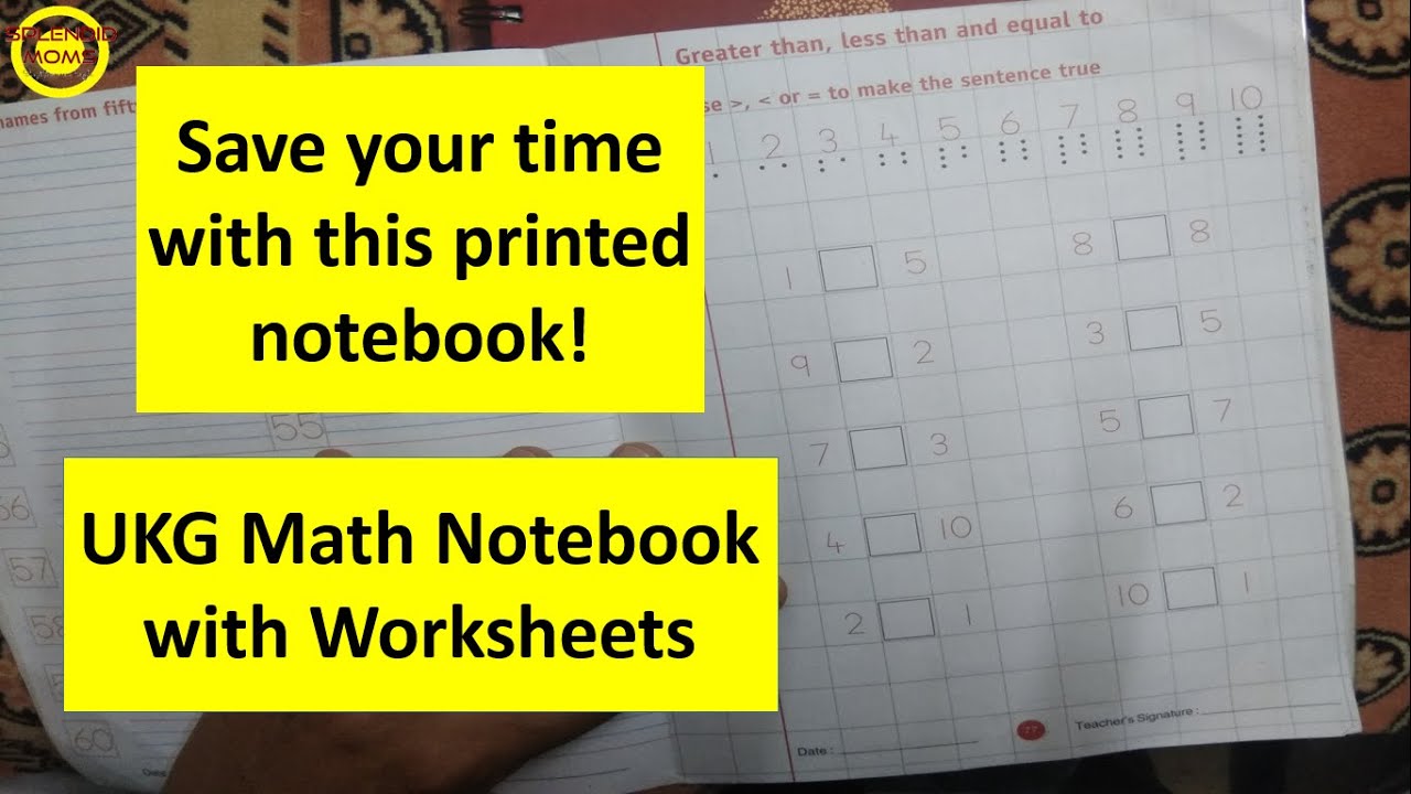 UKG Math Printed Notebook with Practice and Test Worksheets ||