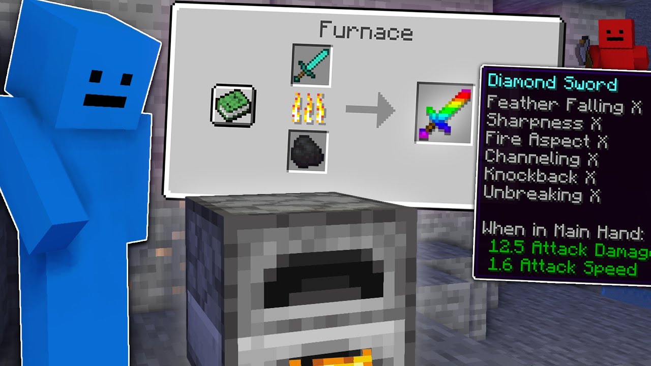 Minecraft Manhunt, But Smelting Gives OP ENCHANTS!