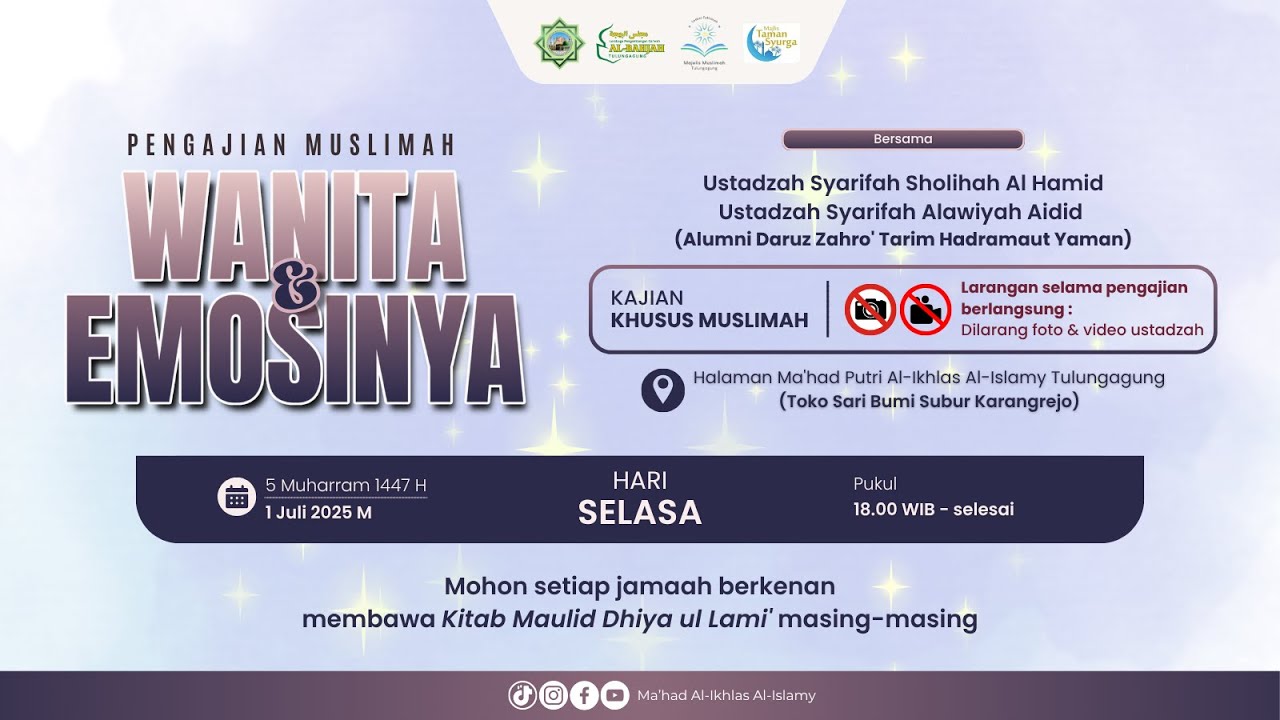 🔴PENGAJIAN MUSLIMAH | Wanita & Emosinya Bersama Alumni Daruz Zahro' Tarim Hadramaut Yaman
