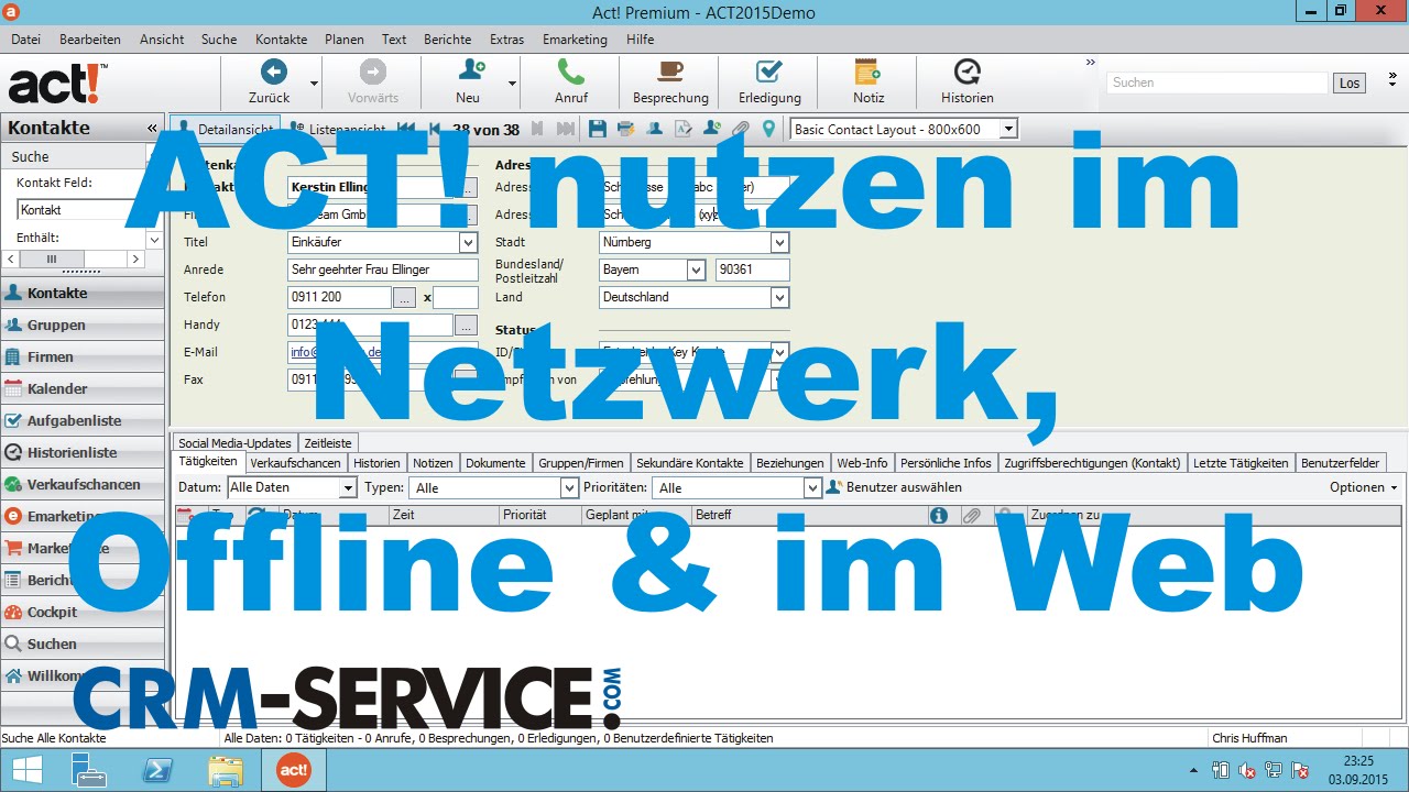ACT! CRM Demo: Nutzung im Netzwerk, per Web oder offline unterwegs - deutsch