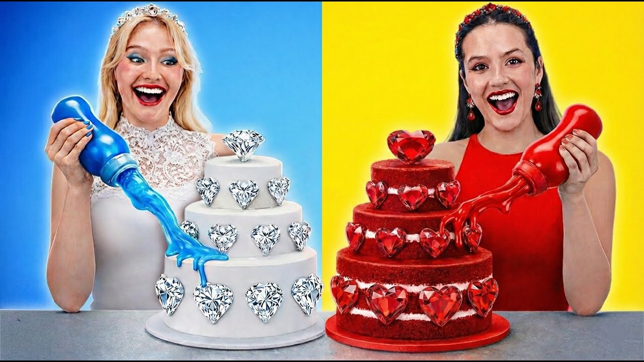 Tantangan Kue Gadis Ruby vs Gadis Berlian! Siapa yang Menang? 🎂💎 oleh 123 GO! FOOD