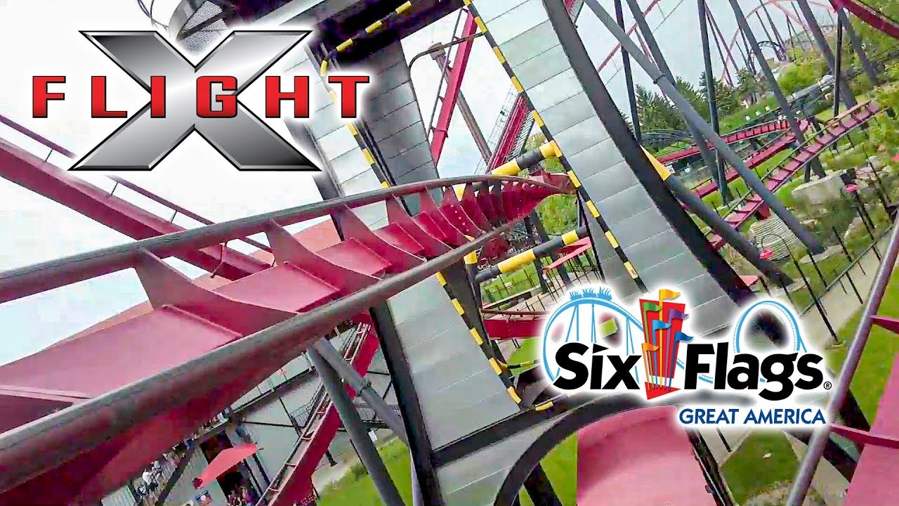 2019 X Flight Roller Coaster On Ride Front Seat HD POV Six Flags Great America