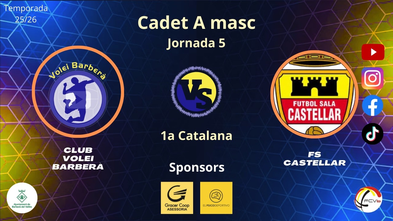 Cv Barberà vs FS Castellar, Cadet A masculí, J5, 28/2/26, 1a catalana 2a fase, #Aymibarberà!!
