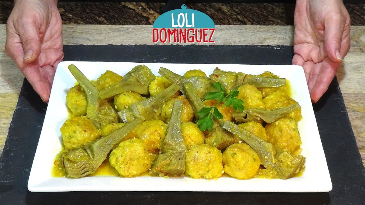 ALBÓNDIGAS DE BACALAO CON ALCACHOFAS. Especial Semana Santa. Loli Domínguez
