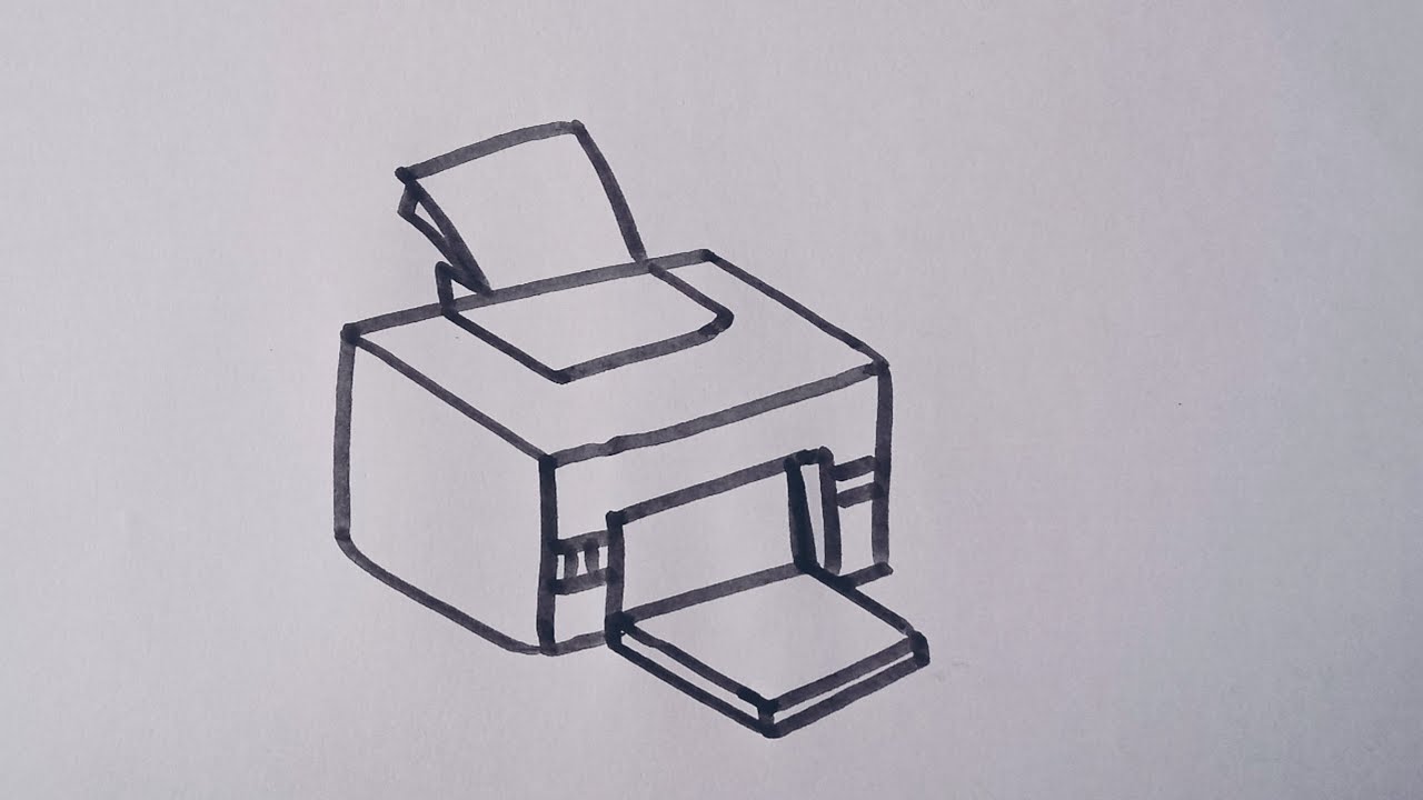 How to draw printer/easy and simple outline drawing/easy drawing step by step