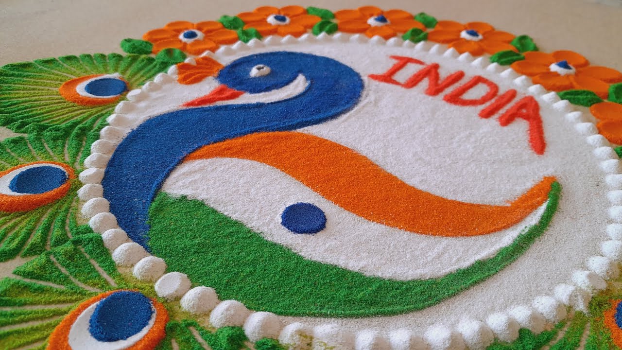 26जानेवारी रंगोली डिजाइन 26 january Republic Day Rangoli ||15 August Independence day Rangoli Design