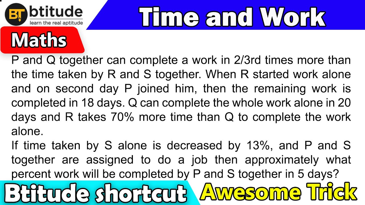 Time and Work - Concept, shortcuts, tricks and questions in English