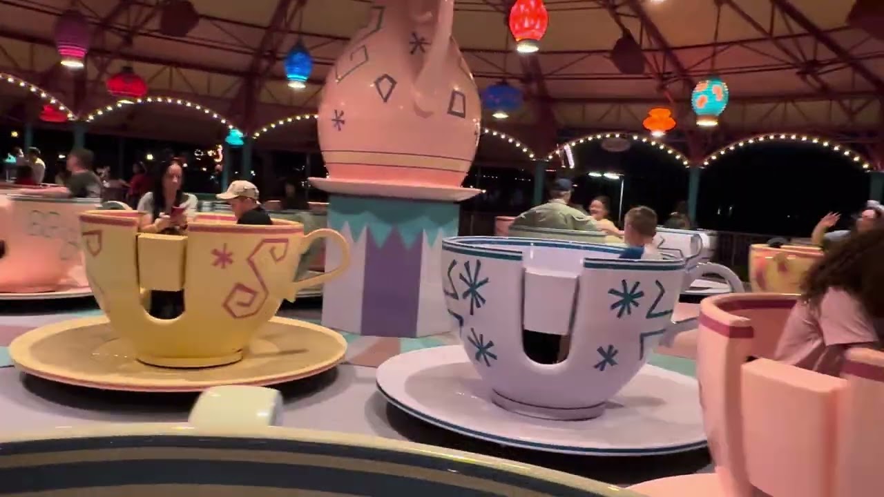 Spinning fun time on Mad Tea Party ride in Magic Kingdom