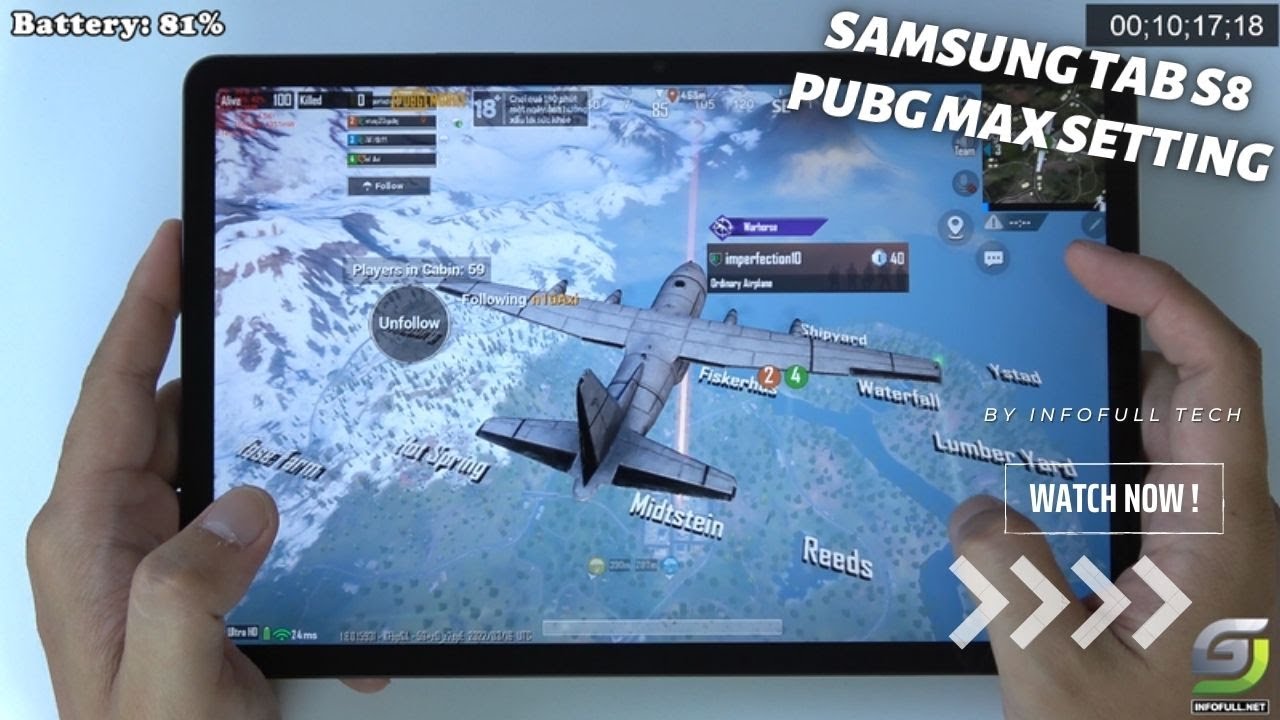 Samsung Galaxy Tab S8 test game PUBG Max Setting | Snapdragon 8 Gen 1